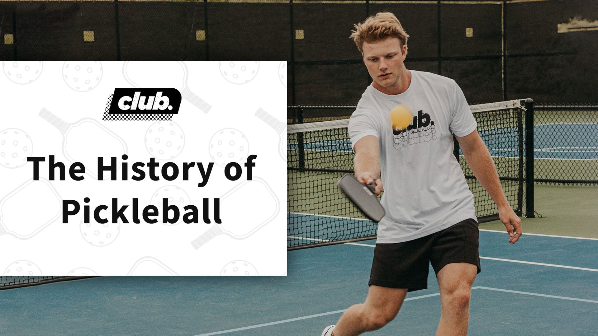 The History of Pickleball Graphic | person plays pickleball with club. pickleball paddles