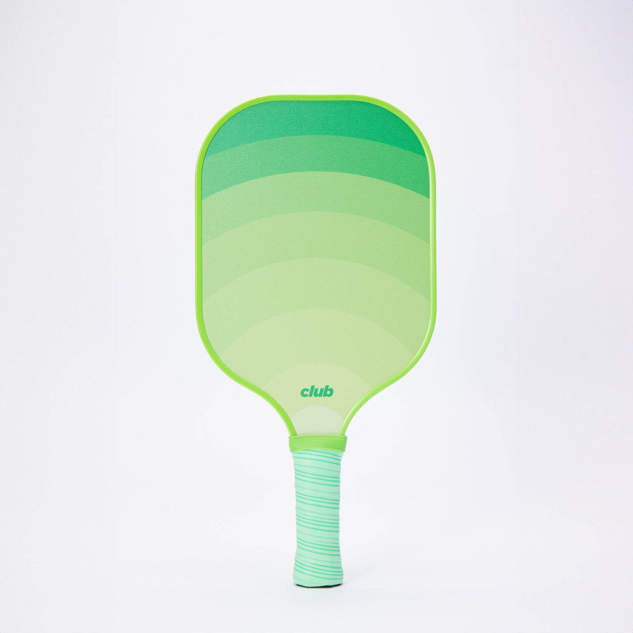 bright green pickleball paddle with club pickleball co logo 